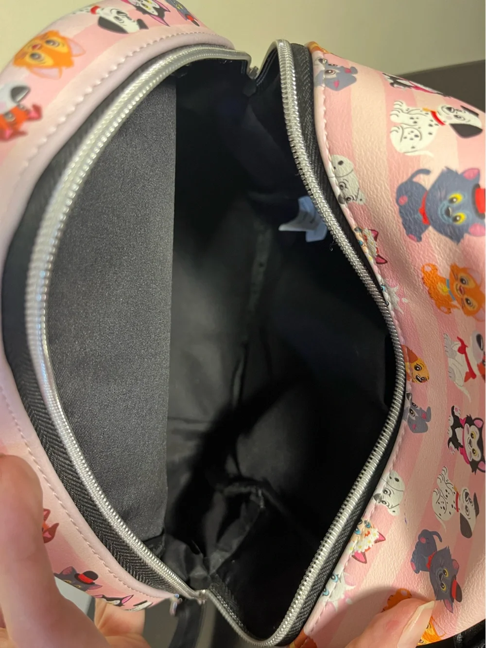 Loungefly Disney Cats & Dogs Mini Backpack Pink Stripe Animal Print